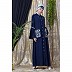Front open embroidery abaya with Bell sleeves- Navy Blue